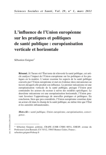 489 Guigner 2011 L’influence UE pratiq  politiqu