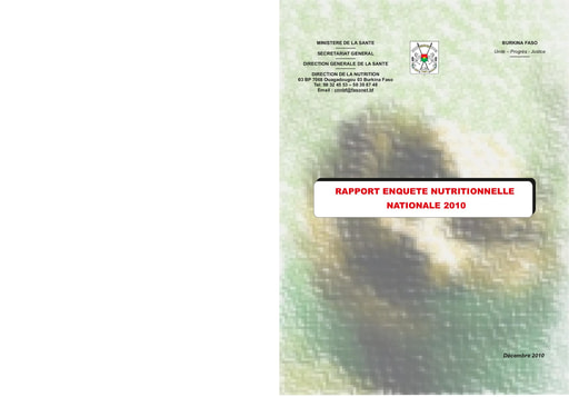 105 Min sante 2010 Rapport enquête nutritionnelle nationale 2010 BF