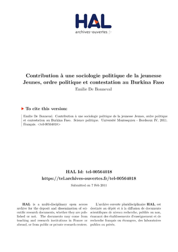 436 De Bonneval 2011 Contribution  sociologie politique BF