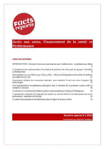 471 Audibert 2012 Accès aux soins  Financement santé