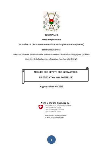142 Ministère de l’Éducation MENA 2016 Mesure effets des innovations