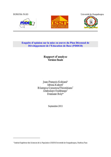 144 ISSP 2011 PDDEB Rapport d’analyse BF