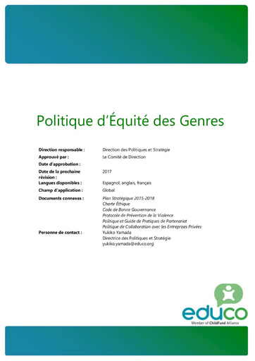 155 Educo 2015 Politique d’Équité des Genres