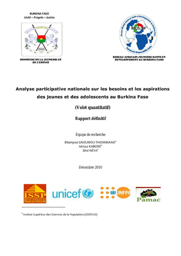 150 ISSP  MJE RAJS BF 2010 Analyse participati nationale  Volet quantitatif